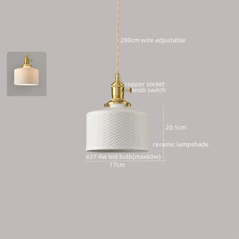Axyaa White Ceramic LED Pendant Lamp Modern Hanging Light Fixtures