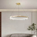 Axyaa Gold Metal LED Chandeliers Acrylic Round Hanging Lamps