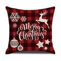 Axyaa Christmas Linen Print Throw Pillow Cover for Home Sofa, Living Room and Bedroom