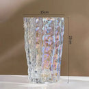 Axyaa Relief Texture Glass Vase Creative Hydroponic Flower Pot Decor Desk Decoration