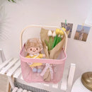 Axyaa Storage Basket with Wooden Handle: Kitchen Bathroom Organizer for Tools, Fruit, Vegetables