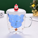 Axyaa 300ml Christmas Double Wall Glass Cup with Silicone Lid