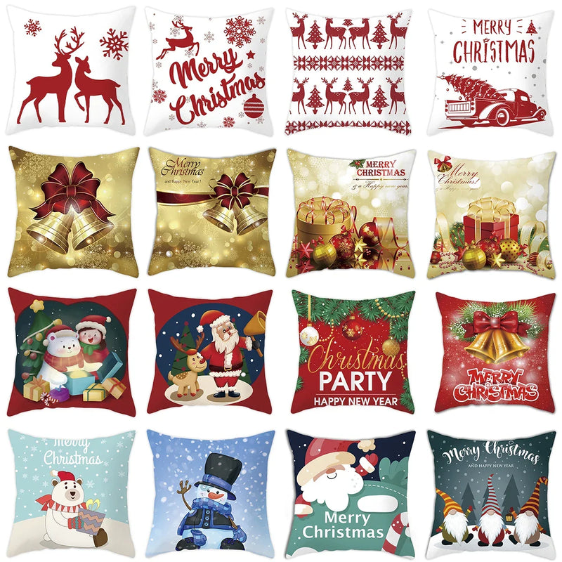 Axyaa Christmas Cushion Cover 2022: Merry Decorations, Navidad, Noel, Xmas Gifts, Happy New Year 2023