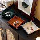 Axyaa PU Leather Desktop Storage Tray for Keys, Jewelry, and Cosmetics