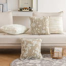 Axyaa Floral Dandelion Jacquard Chenille Cushion Cover, Beige Coffee, 18x18"