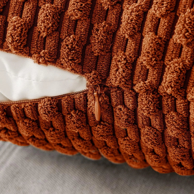 Boho Striped Corduroy Farmhouse Pillow Covers, Soft & Fluffy - Axyaa Brand