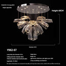 Axyaa Luxury Petal Chandelier Glass Hanging Lamps for High Ceiling Decor