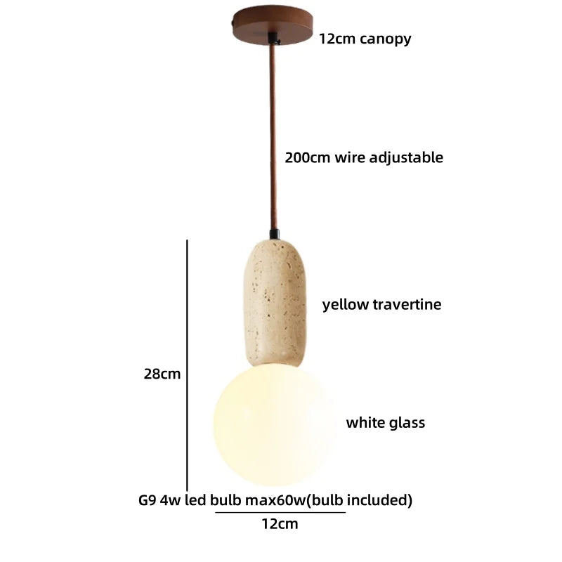 Axyaa White Glass Ball LED Pendant Lights with Wooden Base