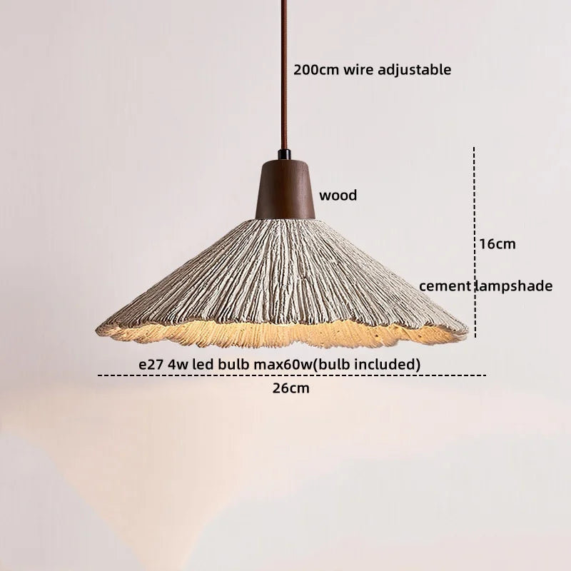 Axyaa LED Pendant Lights Modern Style Cement Wood Hanging Lamp