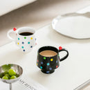 Axyaa Polka Dot Ceramic Coffee Mug - Red Beaded Design