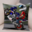 Axyaa Cartoon Motorcycle Polyester Cushion Cover for Home, Car, Sofa - Extreme Sports Theme