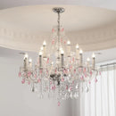 Axyaa French Blue Crystal Chandelier: Luxury Glass E14 Pendant Light, Romantic Living Room Decor