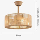 Axyaa Bamboo Rattan Ceiling Fan Light with Remote Control and Silent DC Motor