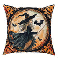Axyaa Halloween Pillowcase: Witch Pumpkin Cat Castle Pattern for Living Room Sofa