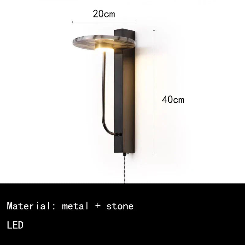 Natural Stone Wall Lamp Switch Indoor Parlor Bedroom Sconce Axyaa Atmosphere Lighting