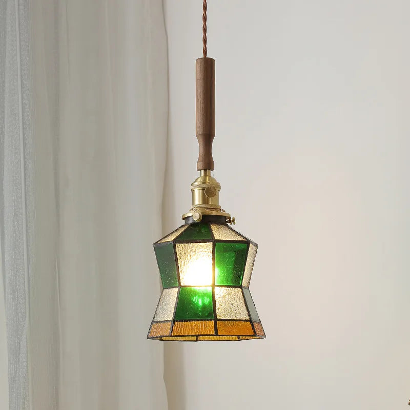 Axyaa Nordic LED Pendant Lamp Walnut Copper Glass Hanging Light Fixtures