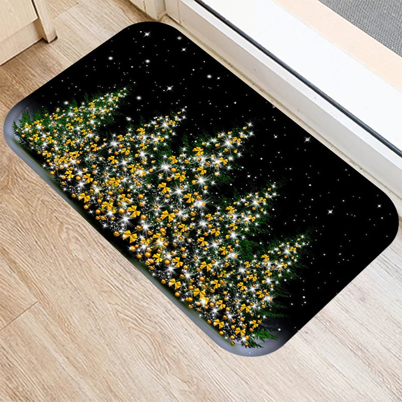 Axyaa Christmas Balls Tree Printed Door Mat Non-Slip Floor Carpet)((((