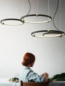 Axyaa Creative Light Circle Pendant - Modern Minimalist Bedroom and Living Room Art