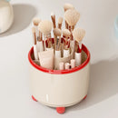 Axyaa Rotating Makeup Brush Holder with Lid - Clear Brush Organizer