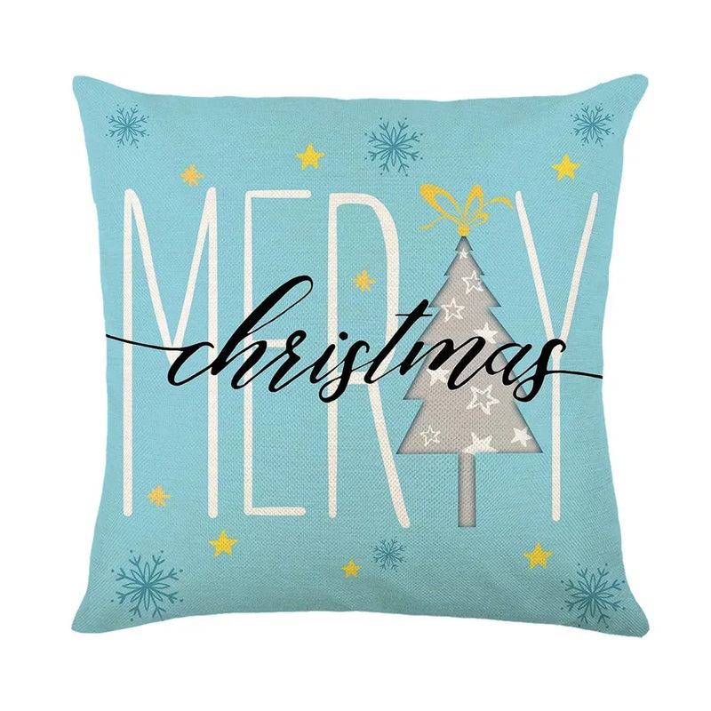 Merry Christmas Pillow Cover Set with Festive Prints - Axyaa