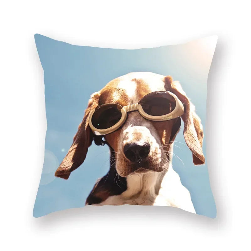 Axyaa Cute Dog Pillowcase | Cartoon Animal Square Cushion for Girls Room