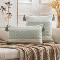 Axyaa Boho Diamond Jacquard Cushion Cover with Tassels for Home Decor