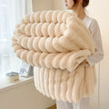 Axyaa Rabbit Velvet Blanket: Winter Thick Warm Flannel for Bedroom & Living Room