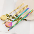Axyaa Stainless Steel Dinnerware Set: Sushi Chopsticks, Soup Spoon, Flatware - Matte Finish