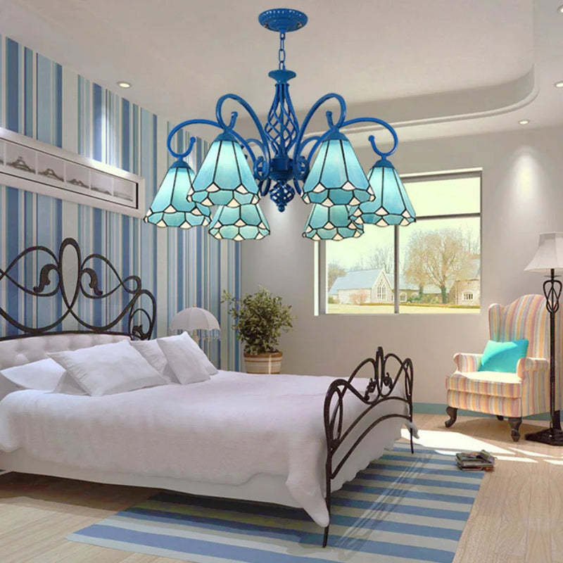 Axyaa Retro LED Chandelier Tiffany Lampshade for Home Lighting