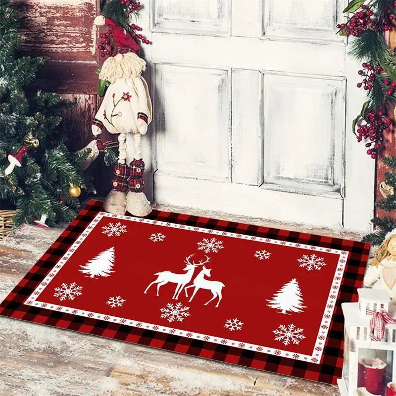 Christmas Dwarf Print Floor Mat for Living Room and Balcony Decoration by Axyaa