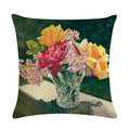 Axyaa Bouquet Cushion Cover 45*45cm - Stylish Art Flowers Flax Pillow
