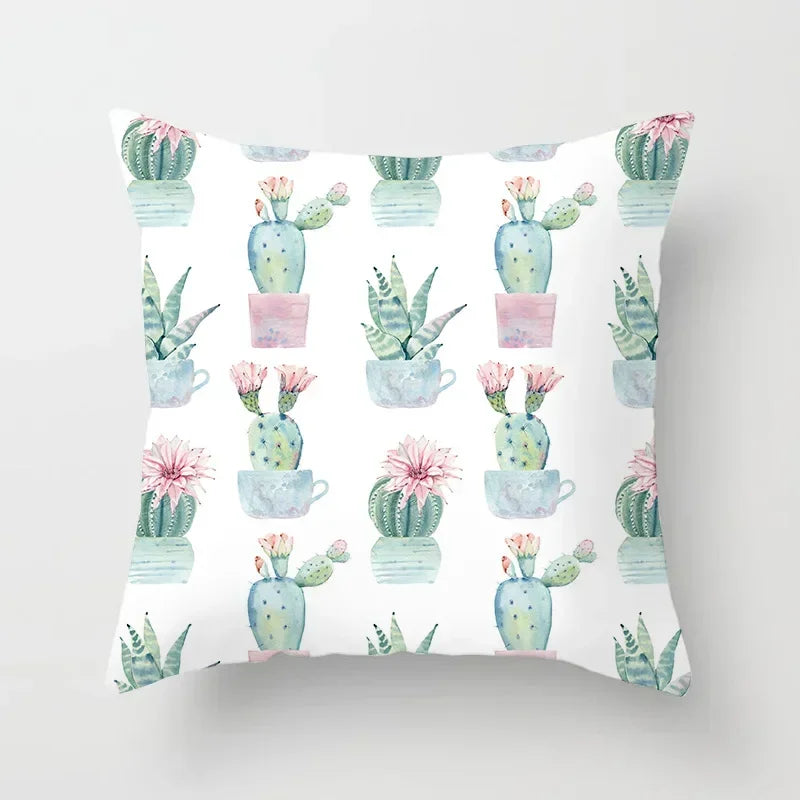 Axyaa Cactus Plants Pattern Cushion Cover Throw Pillow Decor Sofa Pillowcase