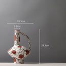 Axyaa Geometric Graffiti Pattern Ceramic Vase with Handle for Home Decor