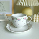 Axyaa Vintage Relief Ceramic Coffee Cup and Saucer Set