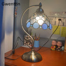 Axyaa Mediterranean Tiffany Stained Glass Table Lamp Vintage LED Desk Light