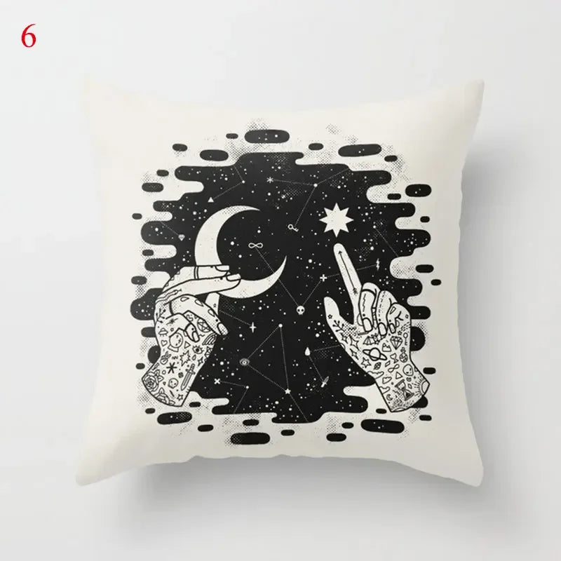 Axyaa Black Cat Party Halloween Anime Cushion Cover Ghost Skull Pumpkin Decor