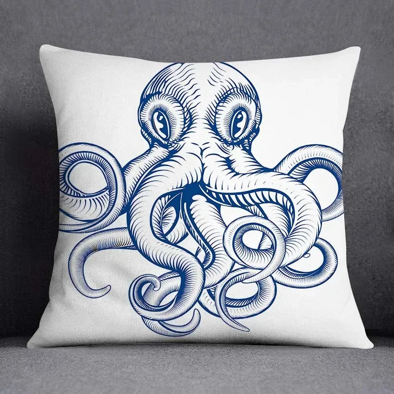 Axyaa Blue Mermaid Sailor Marines Polyester Pillowcase Home Office Decor