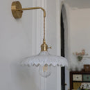 Axyaa Amber Vintage LED Wall Light Glass Copper Pull Chain Switch Bedside Lamp