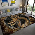 Dragon Rose Pattern Rug Non-slip Mat for Bedroom Living Room by Axyaa.