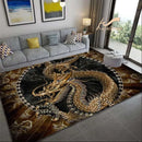 Dragon Rose Pattern Rug Non-slip Mat for Bedroom Living Room by Axyaa.