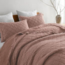 Axyaa Linen/Cotton Queen Quilt Set, Cameo Rose, Diamond Stitch, Pre-Washed