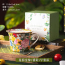 Axyaa Flower Coffee Cup with Lid: Elegant 430ml Ceramic Breakfast Mug