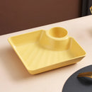 Axyaa Large Square Divided Tray Dumpling Plate Steak Fries Organizer Tableware