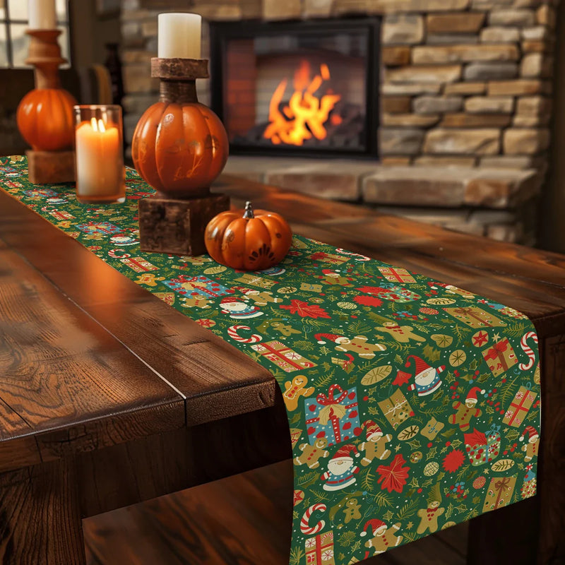 Axyaa Christmas Cartoon Table Runner for Festive Kitchen Decor