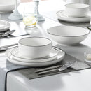 Axyaa 24/48-Piece Black Rim Porcelain Dinnerware Set for 6/12 - Plates/Bowls Service