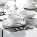 Axyaa 24/48 Piece Black Rim Porcelain Dinnerware Set - Service for 6/12