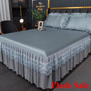 Axyaa Ice Silk Cool Bed Skirt Set - Solid Color, Summer Mat, Machine Washable