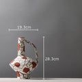 Axyaa Abstract Stripes Ceramic Vase with Artificial Flowers for Desk Decoration