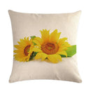 Axyaa Sunflower Pattern Linen Throw Pillow - 45*45cm