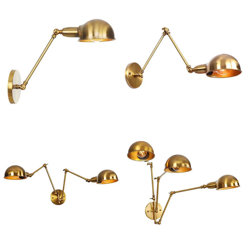 Gold Plated Iron Adjustable Wall Sconces for Home Decor by Axyaa